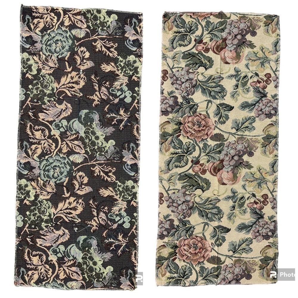 Vtg High Quality Embroidery Floral Textile Tapestry Decor Table Runner Cottage